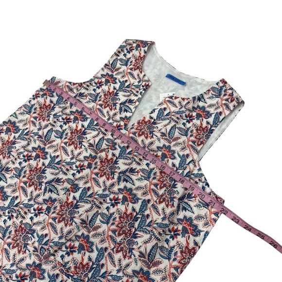 J. McLaughlin Rue Coral/Blue Linen Floral Sleeveless Shift Dress XL NEW $218 - Picture 12 of 16